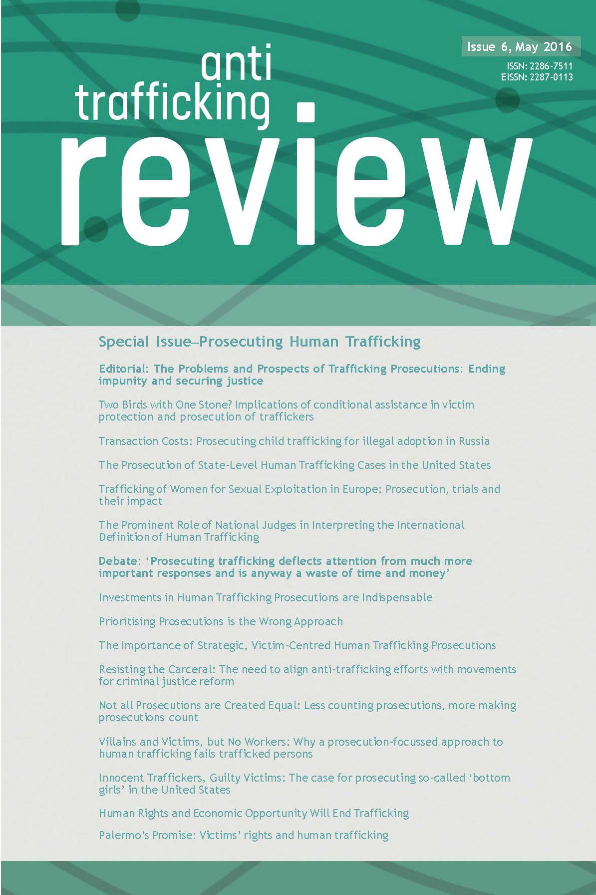 					View No. 6 (2016): Special Issue–Prosecuting Human Trafficking
				