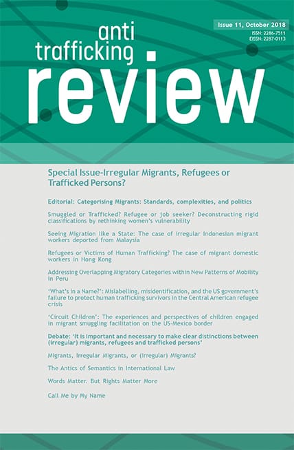 					View No. 11 (2018): Special Issue–Irregular Migrants, Refugees or Trafficked Persons?
				