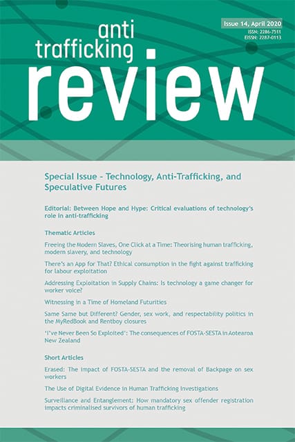 					View No. 14 (2020): Special Issue – Technology, Anti-Trafficking, and Speculative Futures 
				